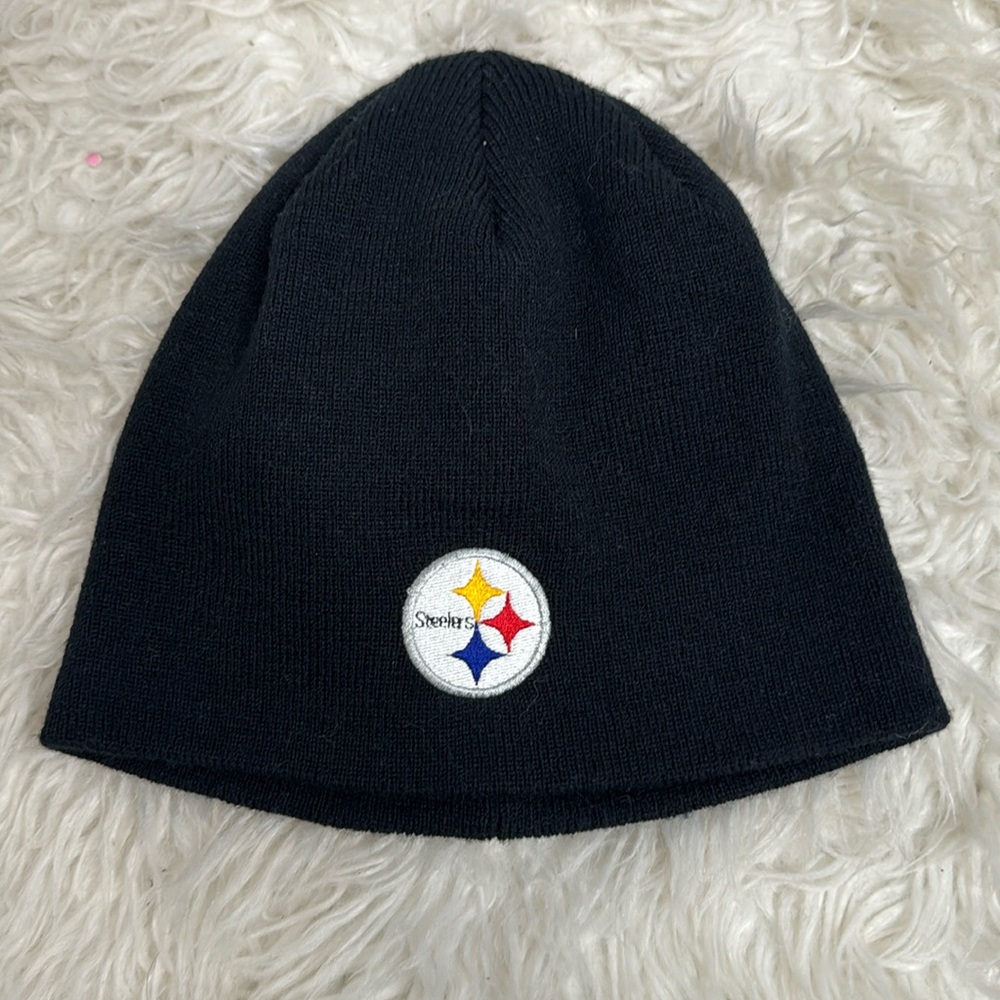 PITTSBURGH STEELERS BLACK FLEECE BEANIE HAT REVERSIBLE